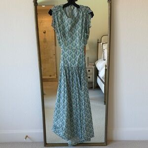 Mango Light Blue Printed Maxi Dress